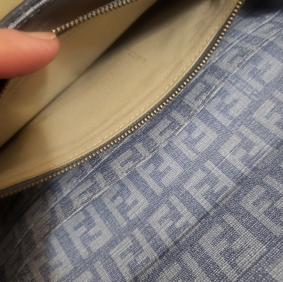 (SOLD)Authentic Fendi Blue laminated denim mono long wallet. - Picture 10 of 11